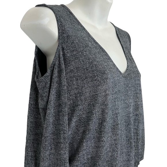 LONDON TIMES Gray Cold Shoulder Blouson Stretch Knit Knee Length Dress sz 10 - Picture 8 of 16